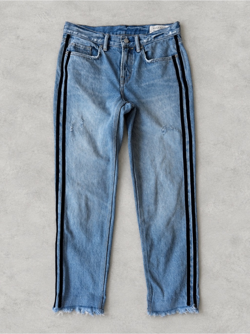 All Saints Woman Blue Boys Straight Leg Jeans US26 Grunge Western Contemporary